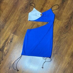 🌹 Blue & White Asymmetrical Cutout Sexy Club Dress 🌹